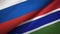 Russia and Gambia two flags textile cloth, fabric texture