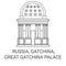 Russia, Gatchina, Great Gatchina Palace travel landmark vector illustration