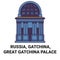 Russia, Gatchina, Great Gatchina Palace travel landmark vector illustration