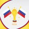 Russia Gold Football Trophy / Cup and Flag