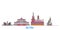 Russia, Gorno Altaysk line cityscape, flat vector. Travel city landmark, oultine illustration, line world icons