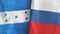 Russia and Honduras two flags textile cloth 3D rendering