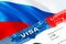 Russia immigration visa. Closeup Visa to Russia focusing on word VISA, 3D rendering. Travel or migration to Russia destination