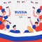 Russia independence day. are shaking the national flag. Hand drawn Flat vector illustrations. People Celebrate cartoon character.