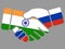Russia and India flags Handshake vector