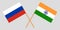 Russia and India. Russian and Indian flags. Official colors. Correct proportion. Vector