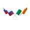 Russia and Ireland flags. Vector illustration.