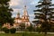 Russia, Irkutsk - June 30, 2020: The Cathedral of the Epiphany of the Lord. Orthodox Church, Catholic Church in evening