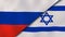 Russia Israel national flags. News, reportage, business background. 3D illustration