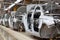 Russia, Izhevsk - December 15, 2018: LADA Automobile Plant Izhevsk. The bodies of new car on the conveyor line
