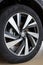 Russia, Izhevsk - March 19, 2020: Nissan showroom. The wheel with alloy wheel of a new Murano car