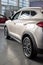 Russia, Izhevsk - October 30, 2019: New modern Tucson in the Hyundai showroom. Famous world brand. Side view