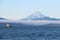 Russia, Kamchatka krai - August 31, 2018: View of Vilyuchinsky volcano also called Vilyuchik from tourist boat.