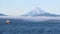 Russia, Kamchatka krai - August 31, 2018: View of Vilyuchinsky volcano also called Vilyuchik from tourist boat.