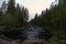 Russia, Karelia. Forest river stream in white nights