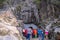 Russia, Karelia, Lahdenpohja, August 2016: Tourists near the military museum Mount Filin