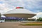Russia, Kazan June 2019. The building of the Kazan Circus in the form of a flying saucer of aliens