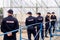 Russia Kemerovo 2019-07-27 Male employees of the Russian Guard in a blue uniform stand at the fence at a public event. Law