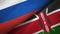 Russia and Kenya two flags textile cloth, fabric texture