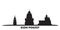 Russia, Kizhi Pogost city skyline isolated vector illustration. Russia, Kizhi Pogost travel black cityscape