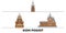 Russia, Kizhi Pogost flat landmarks vector illustration. Russia, Kizhi Pogost line city with famous travel sights