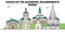 Russia , Kolomenskoye, Church Of The Ascension ,  travel skyline vector illustration.