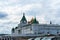 Russia, Kostroma, July 2020. View of the old Ipatiev Monastery from the parking lot.