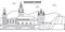 Russia, Krasnoyarsk architecture line skyline illustration. Linear vector cityscape with famous landmarks, city sights