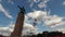 Russia, Krasnoyarsk, July 2019: Monument to Andrey Dubensky the founder of Krasnoyarsk. timelapse