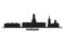 Russia, Kurgan city skyline isolated vector illustration. Russia, Kurgan travel black cityscape