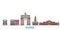 Russia, Kursk line cityscape, flat vector. Travel city landmark, oultine illustration, line world icons