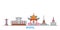 Russia, Kyzyl line cityscape, flat vector. Travel city landmark, oultine illustration, line world icons