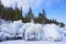 Russia, Ladoga skerries. Ice build-up on the shore of lake Ladoga