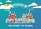 Russia Landmark Global Travel And Journey paper background. Vector Design Template.used for your