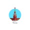 Russia landmark round icon.