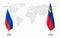Russia and Liechtenstein flags for official meeting