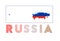 Russia Logo. Map of Russia with country name and.