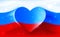 Russia with love. Russian national flag with heart shaped waves. Background in the colors of the Russian flag. Heart shape, vector