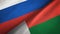 Russia and Madagascar two flags textile cloth, fabric texture