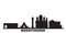 Russia, Magnitogorsk city skyline isolated vector illustration. Russia, Magnitogorsk travel black cityscape