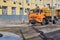 RUSSIA, MOSCOW, 03.28.2020 - The car washes the road during the coronavirus epidemic. Center of Moscow