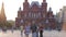 Russia, Moscow - 06.05.2020: Front shot of a crowd of people walking on Red Square against the backdrop of the famous