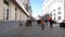 Russia, Moscow - 15 July 2018: Slow motion shot of a crowd walking in the streets. Footage. City crowd of pedestrians on