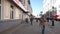 Russia, Moscow - 15 July 2018: Slow motion shot of a crowd walking in the streets. Footage. City crowd of pedestrians on