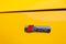 Russia Moscow 2019-06-17 Closeup emblem on the back of Audi TT S Line brand logo on yellow car