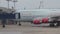 RUSSIA, MOSCOW. 8-11-2018. SHEREMETYEVO AIRPORT: An airplane landed and stops. Docking `Rossiya` airlines.