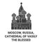 Russia, Moscow, Cathedral Of Vasily The Blessed travel landmark vector illustration