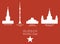 Russia Moscow city shape silhouette icon set -Red