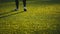 RUSSIA, MOSCOW - JUNE 27, 2018: footballer walks on the soccer field during amateur soccer game on small stadium