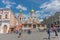 RUSSIA, MOSCOW, JUNE 8, 2017: Undefined people walk near the Kazan Cathedral.